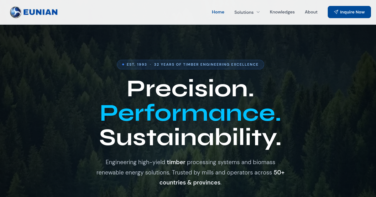 eunian.com — Industrial Engineering website designed and developed by CodeSpace