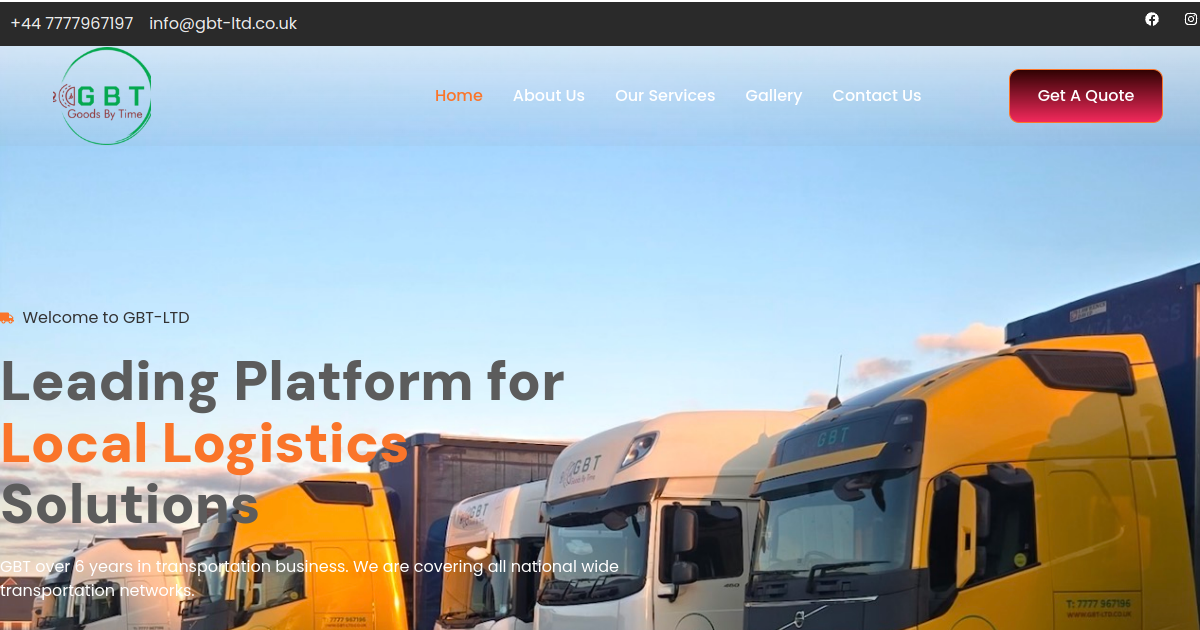 GBT Ltd — Transport & Logistics Website