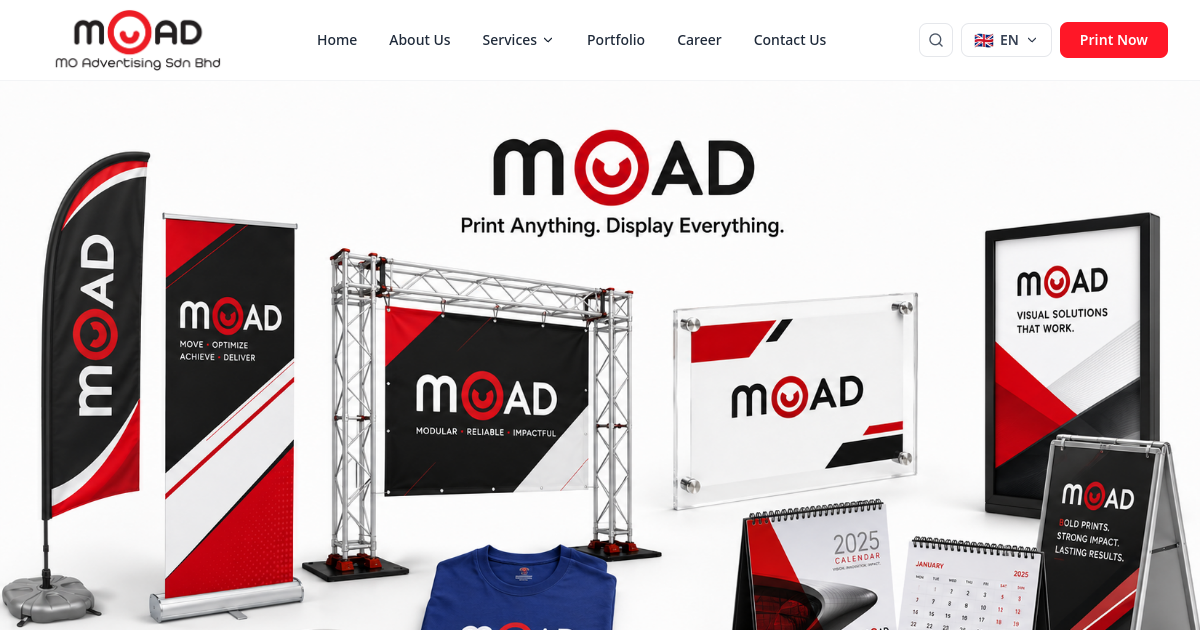 moad.my — Printing & Advertising website designed and developed by CodeSpace
