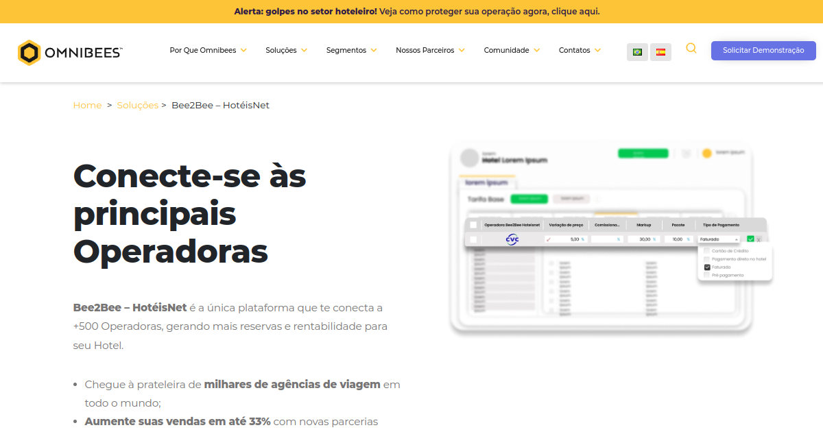 Bee2Bee HotéisNet — conecte-se às principais operadoras