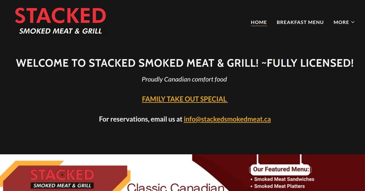 Stacked Smoked Meat — Restaurant Website Canada