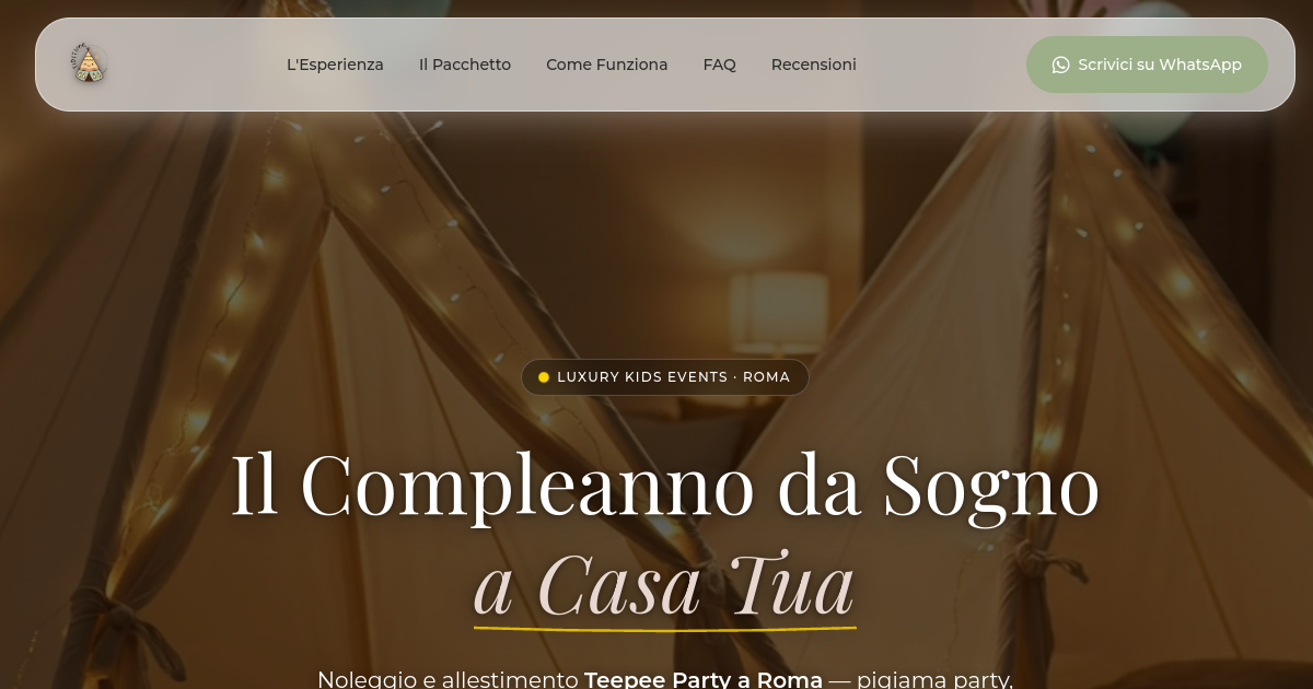 TipiTime Teepee Party Roma — sito web MarCap Studio