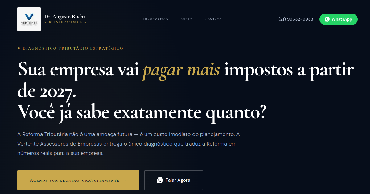 Landing page de alta conversão: Vertente Assessores Tributário