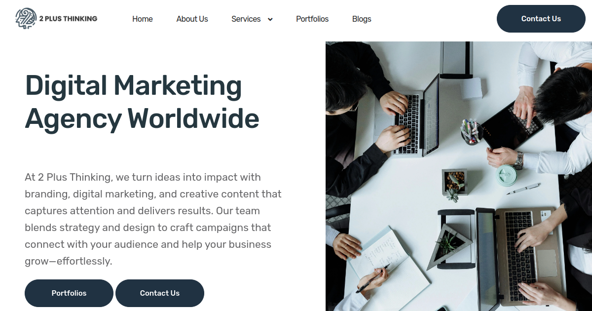 2plusthinking.com — Digital Marketing & Branding website designed and developed by CodeSpace