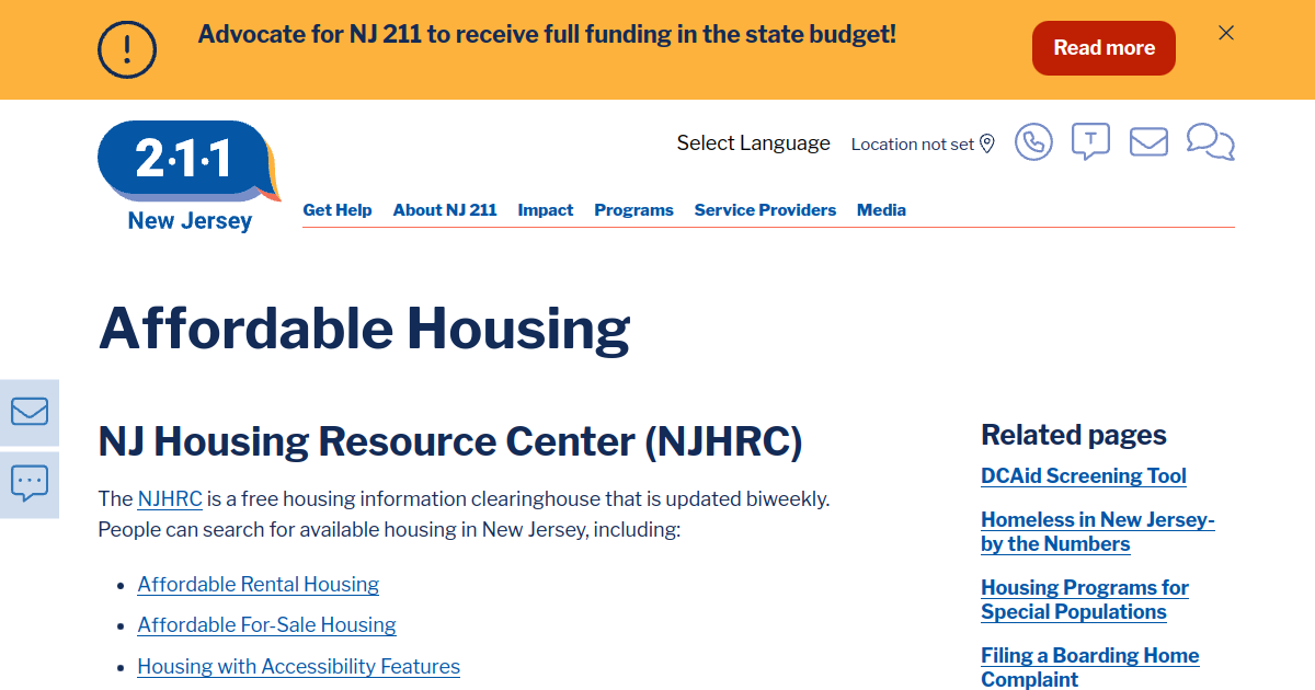 Affordable Housing NJ 211