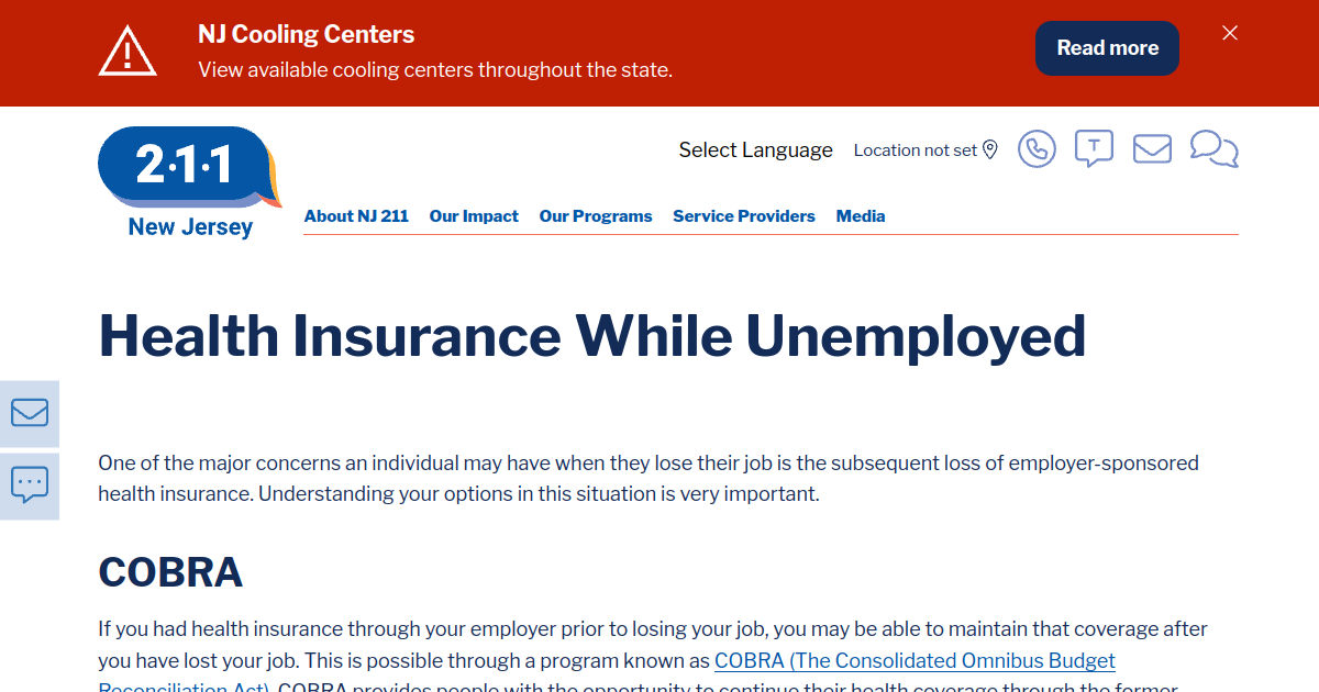 Health Insurance While Unemployed Nj 211