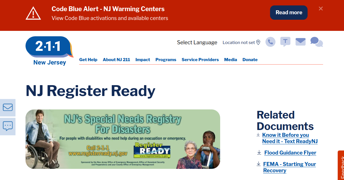 NJ Register Ready Special Needs Registry NJ 211