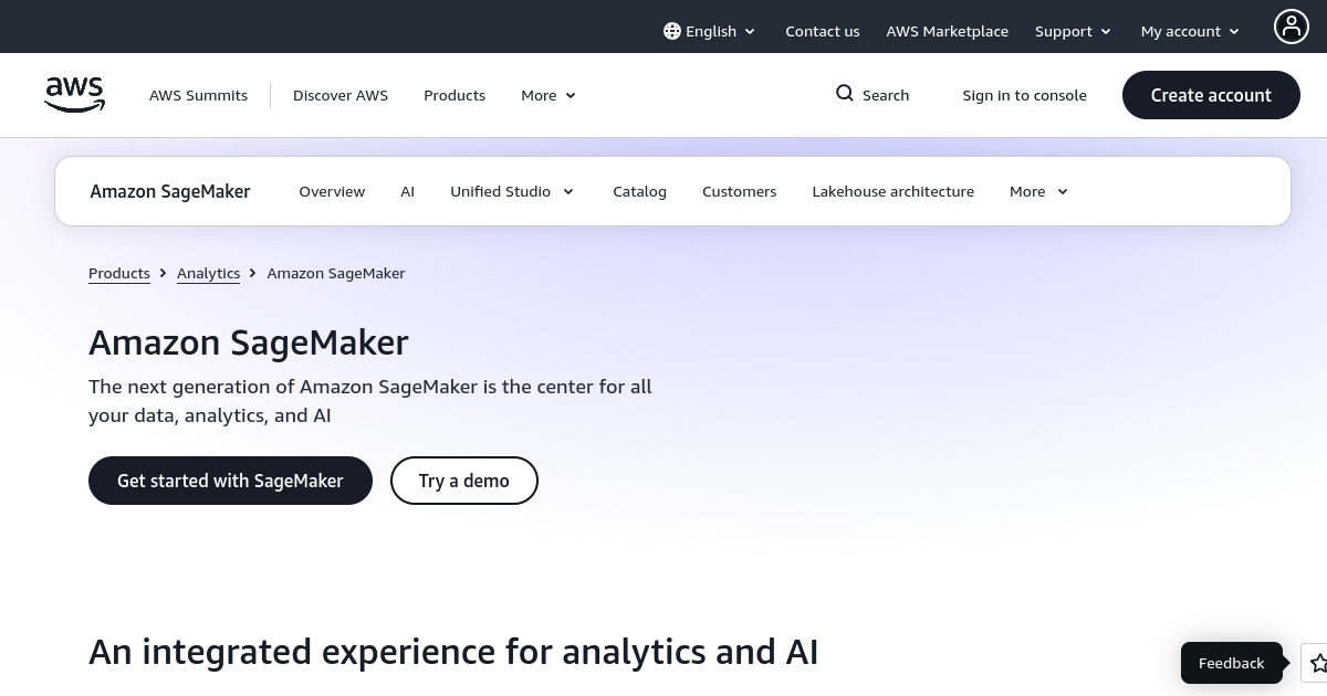 Amazon SageMaker screenshot