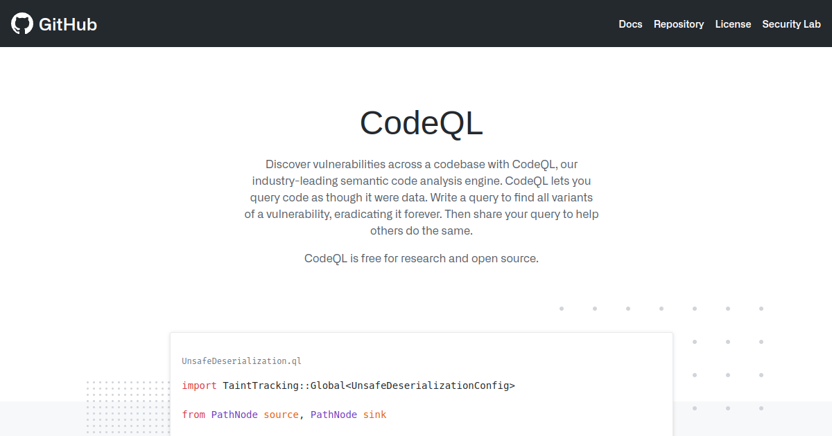 CodeQL screenshot