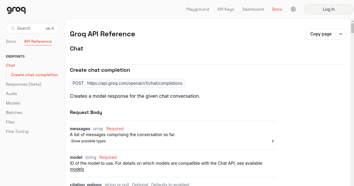 Groq API screenshot