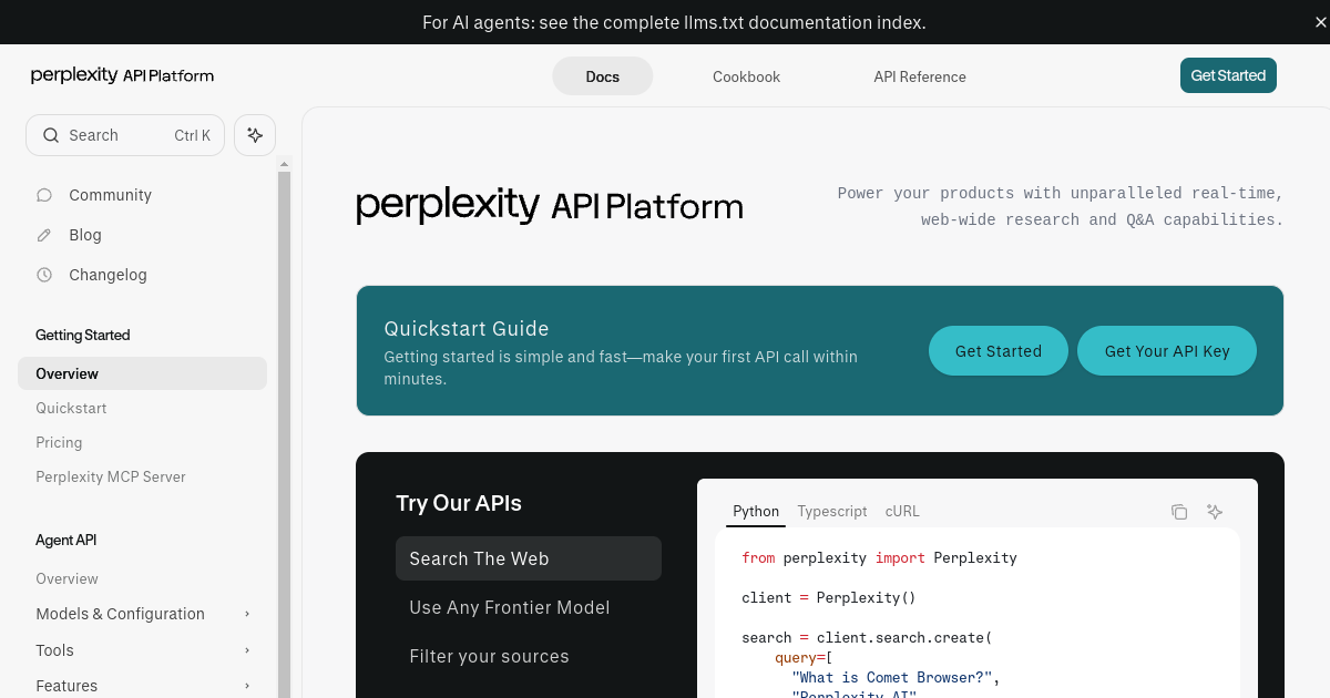 Perplexity API screenshot