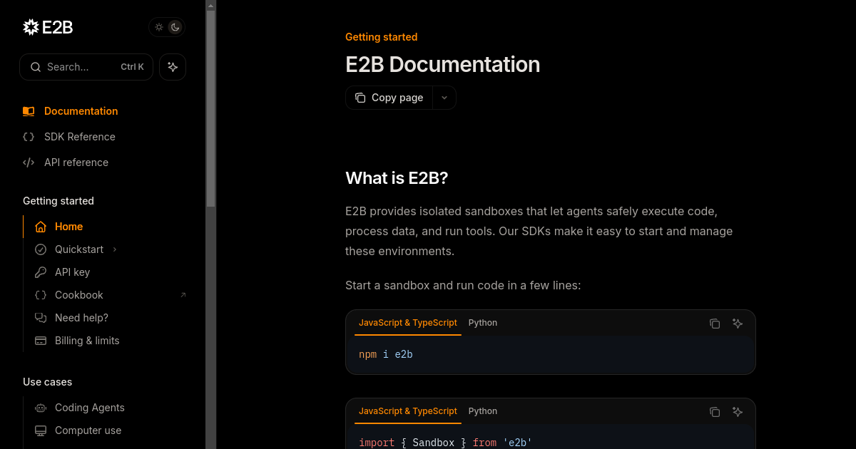 E2B Sandboxes screenshot