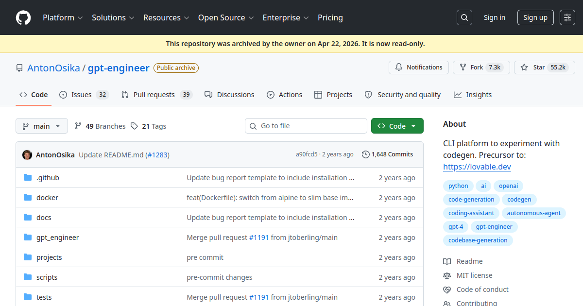 gpt-engineer screenshot