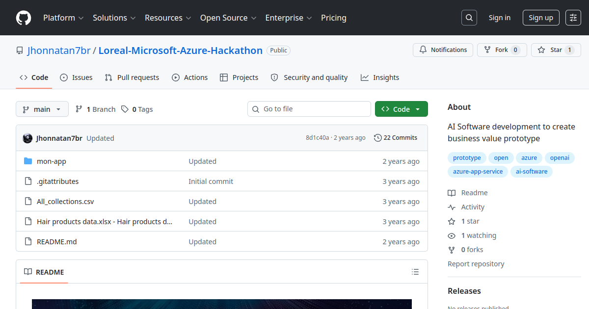 Loreal-Microsoft-Azure-Hackathon screenshot