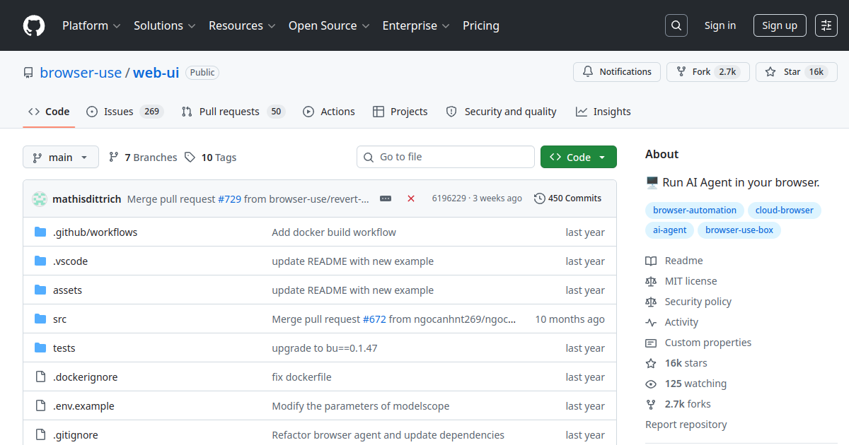 web-ui screenshot