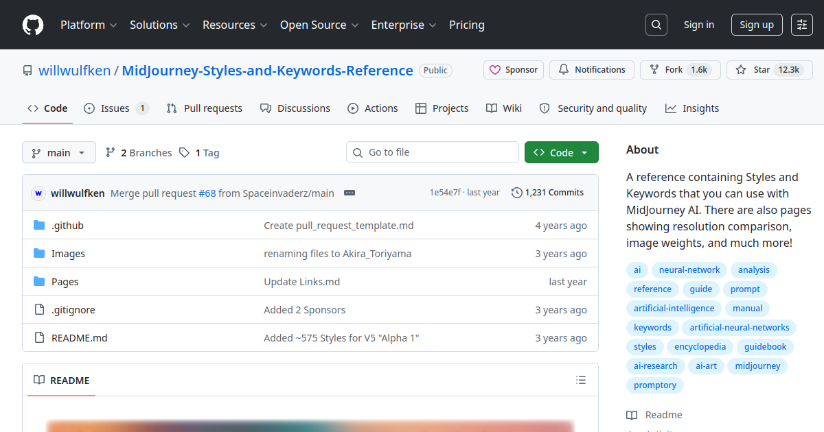 MidJourney-Styles-and-Keywords-Reference screenshot