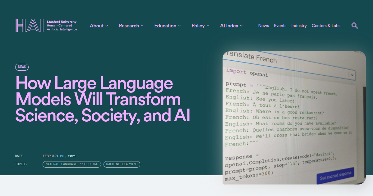 How Large Language Models Will Transform Science, Society, and AI screenshot