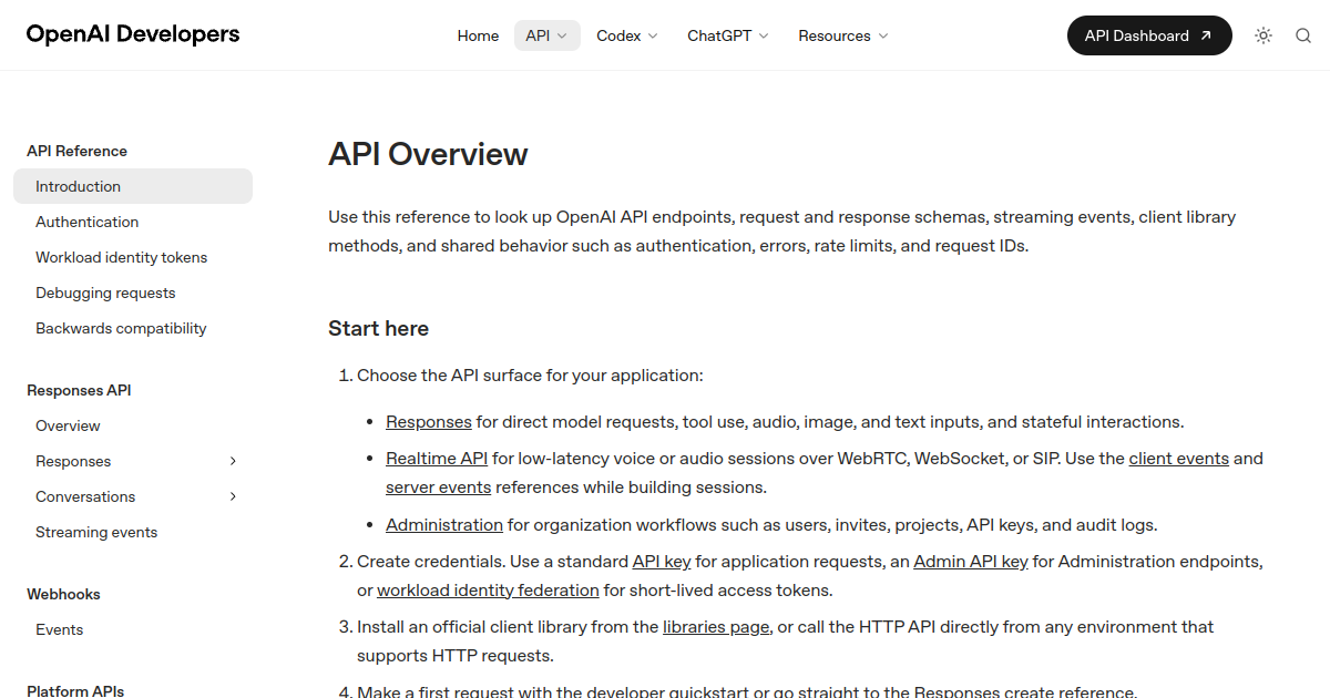OpenAI API screenshot