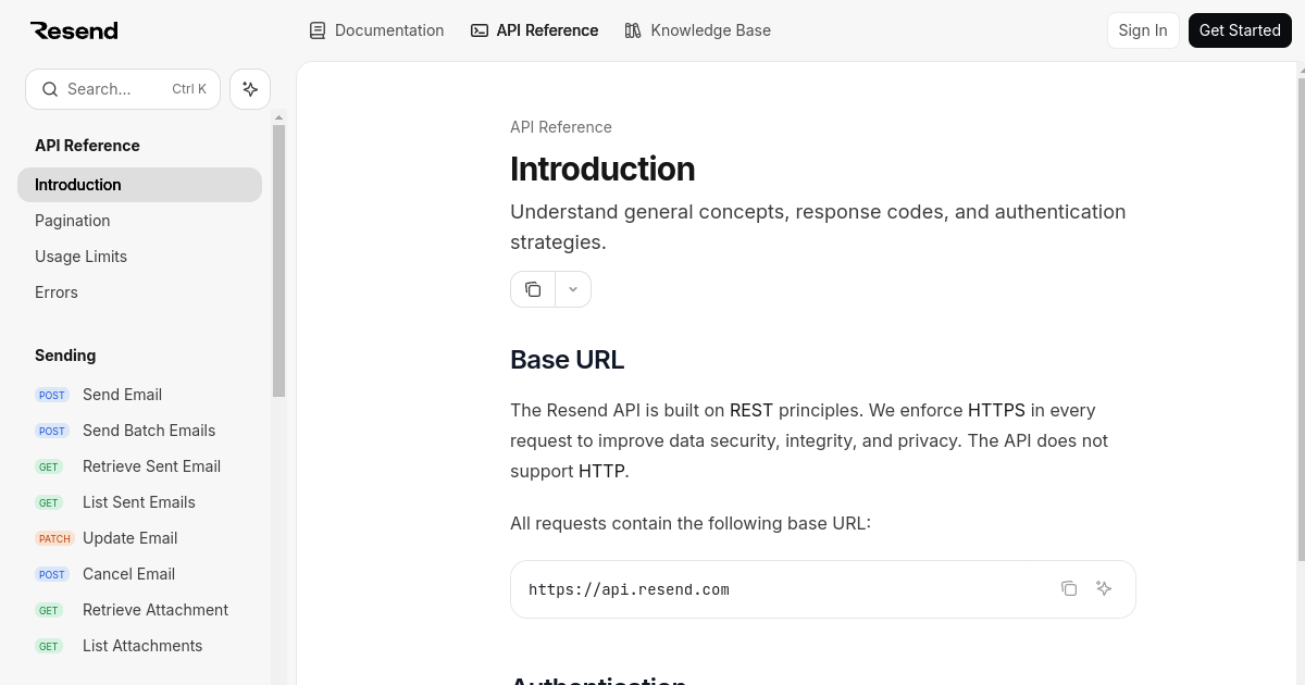 Resend API screenshot