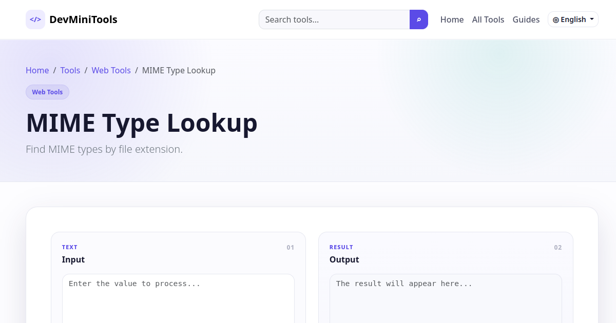 MIME Type Lookup Online preview