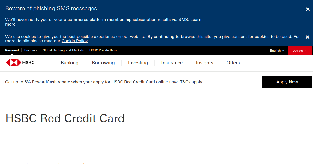 滙豐 Red 信用卡 指定商戶高達 8% RewardCash 回贈