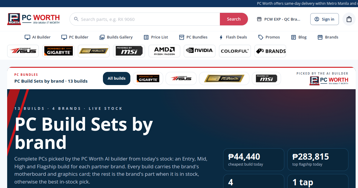 PC Build Sets by brand — complete ASUS, ASRock, Gigabyte and MSI PCs ...