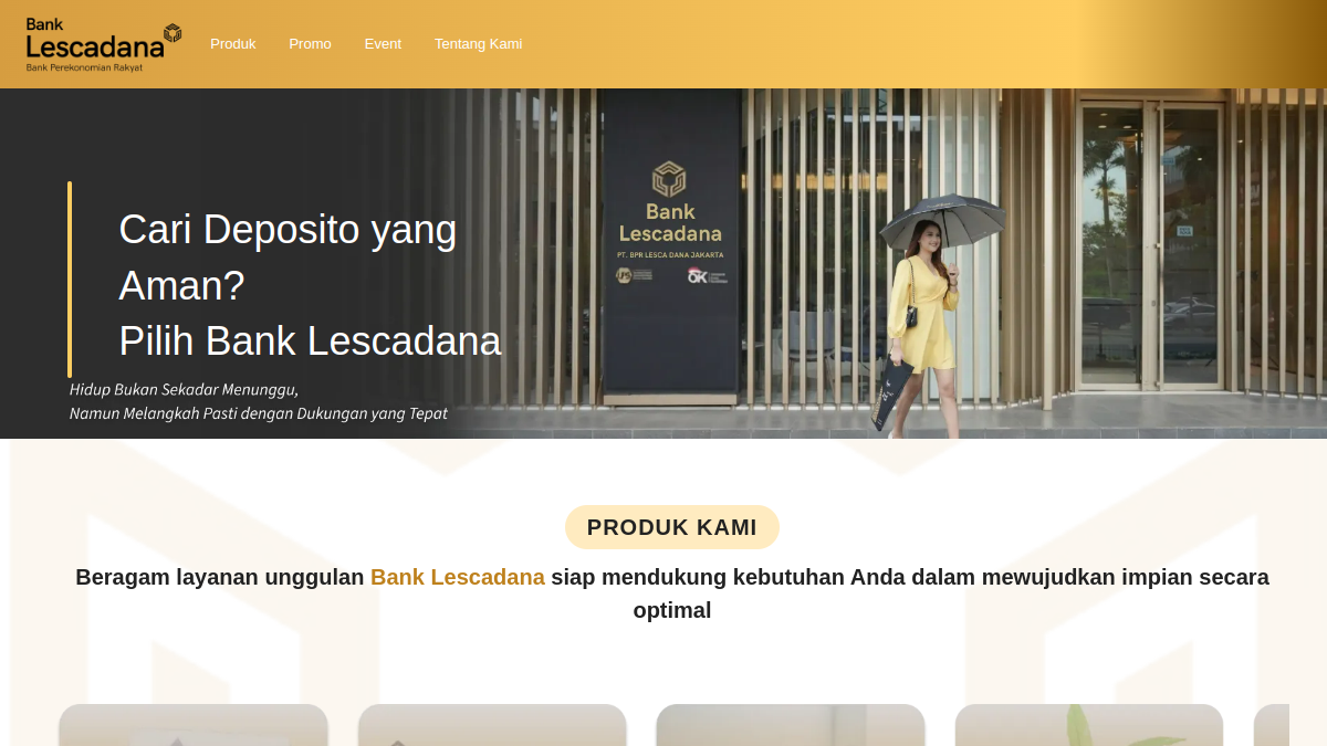 Screenshot website banklescadana.co.id