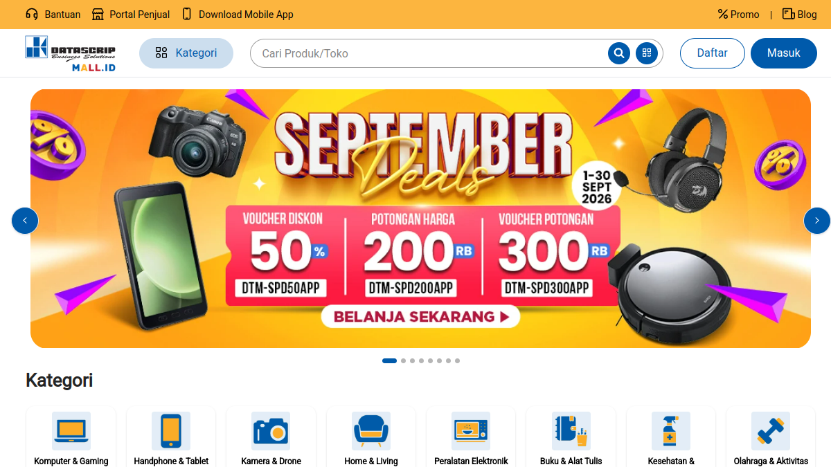 Screenshot website datascripmall.id