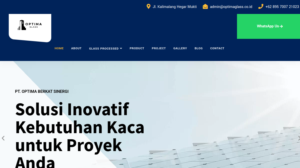 Screenshot website optimaglass.co.id