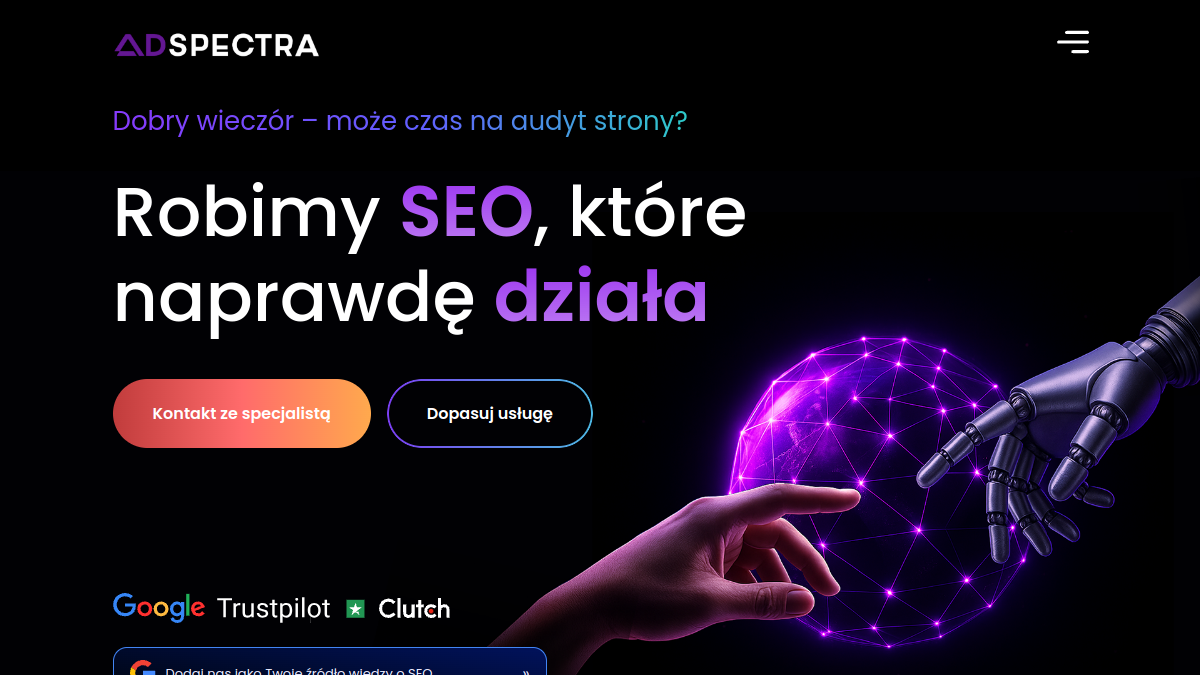Adspectra – zrzut oficjalnej strony internetowej