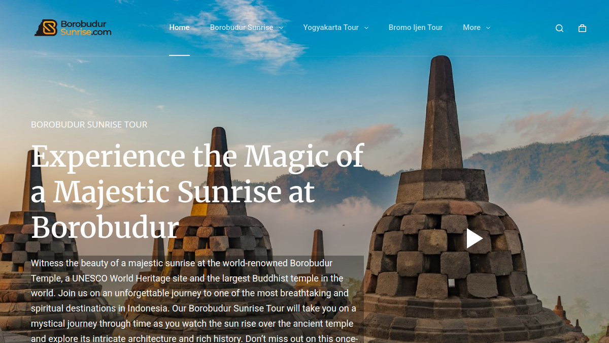 Tampilan website Borobudur Sunrise