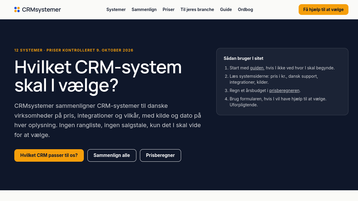 CRM-systemer.dk - screenshot