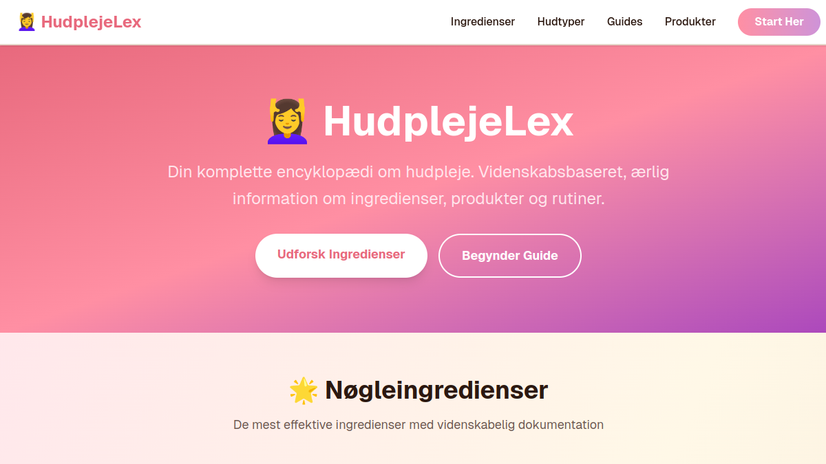 Screenshot af Hudplejelex
