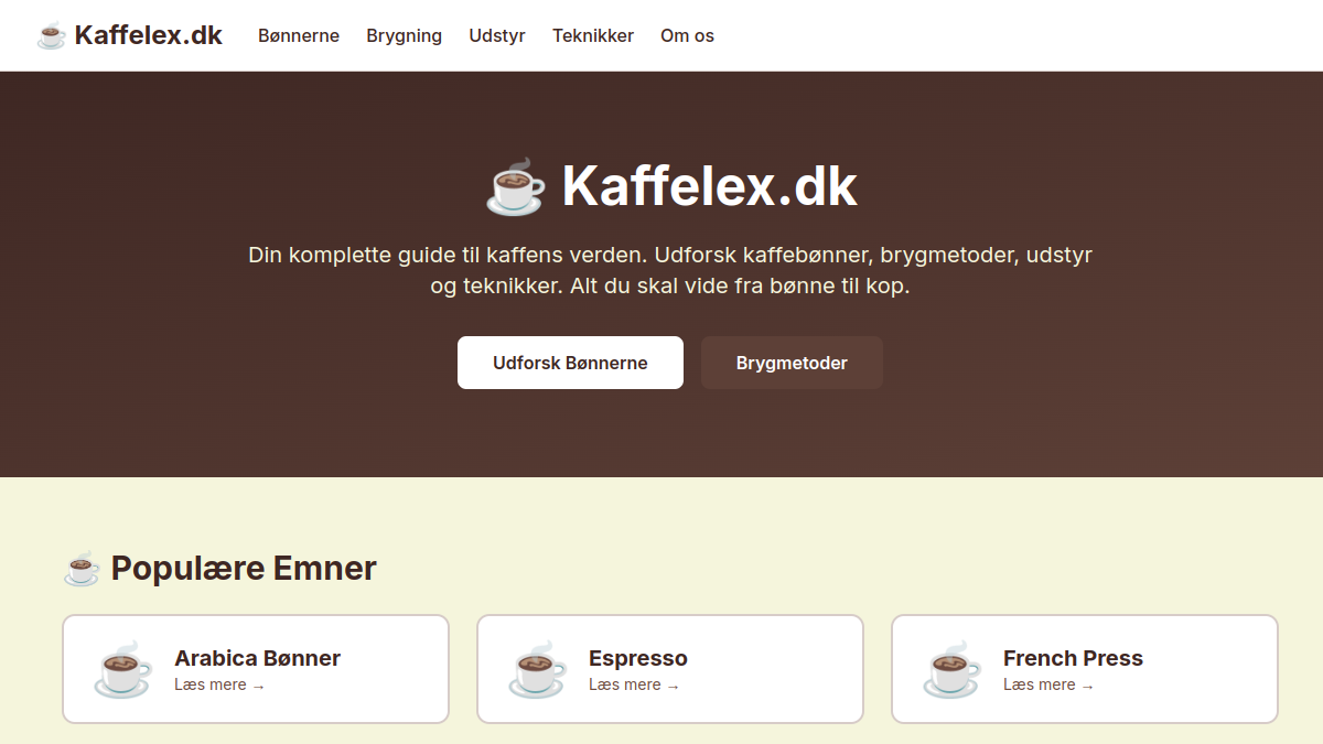 Screenshot af Kaffelex