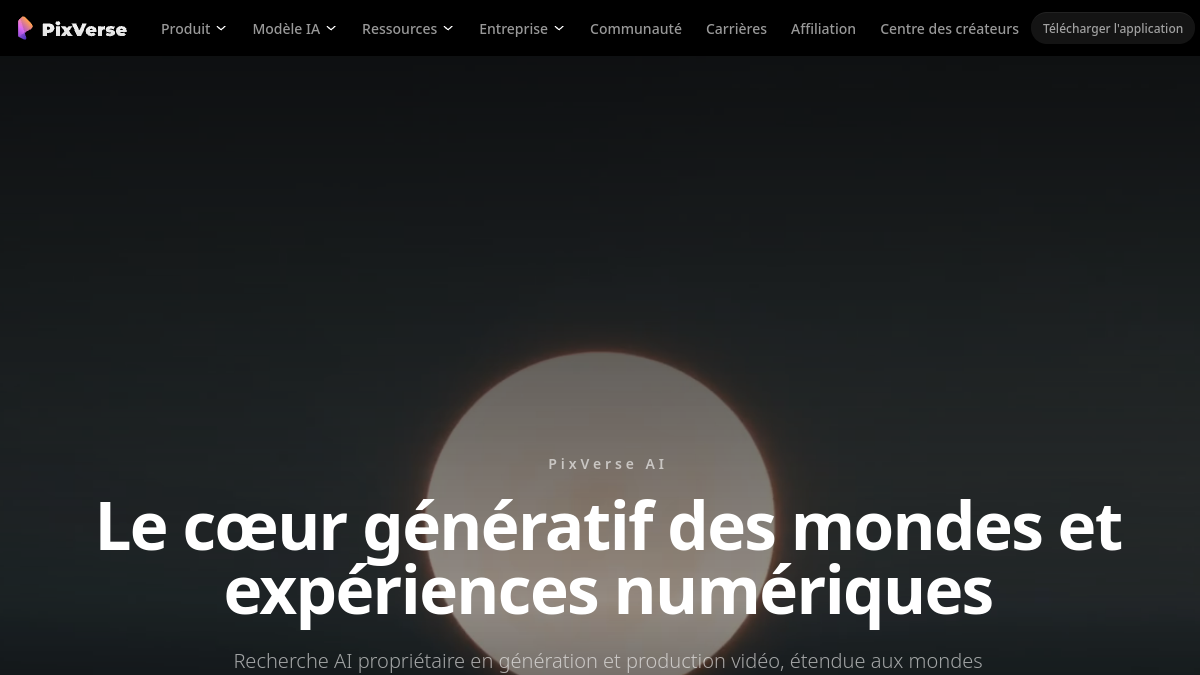 French homepage of PixVerse AI in 2026