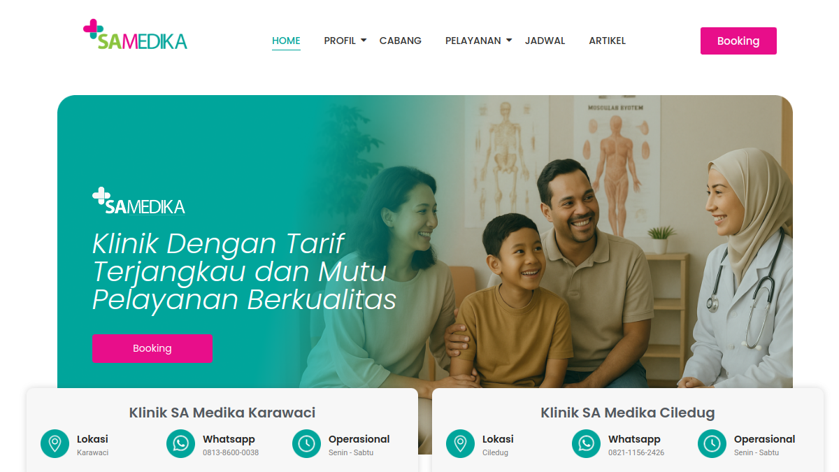 Screenshot website SA Medika