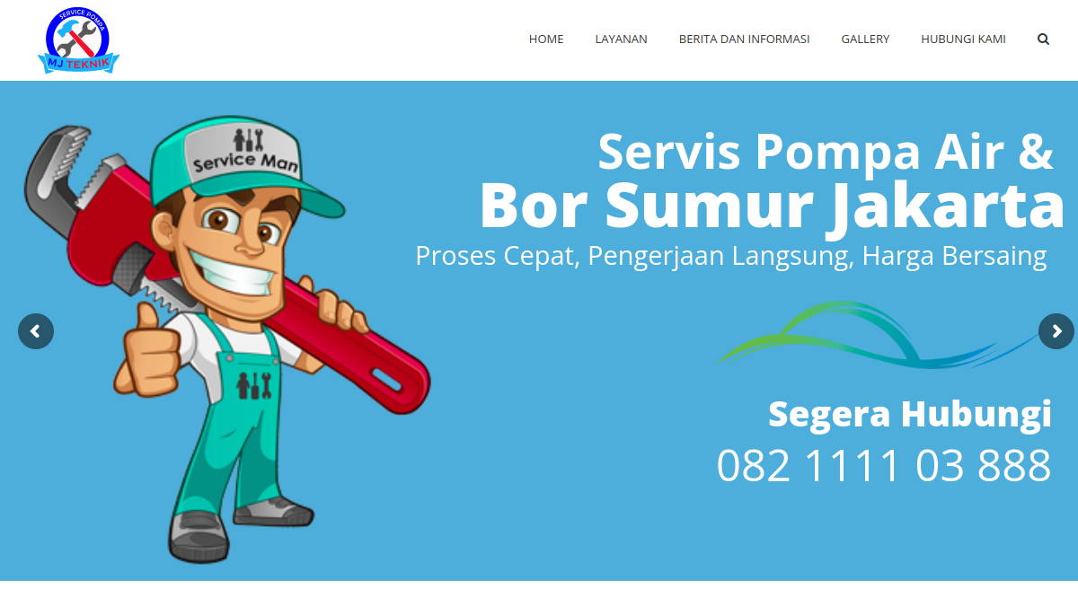 Screenshot website servispompajakarta.com