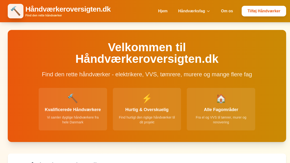 Screenshot af Håndværkeroversigten.dk