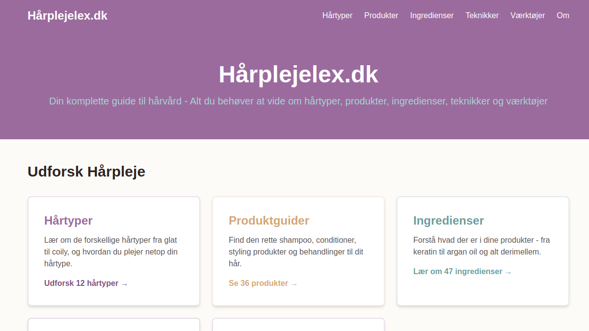 Screenshot af Hårplejelex