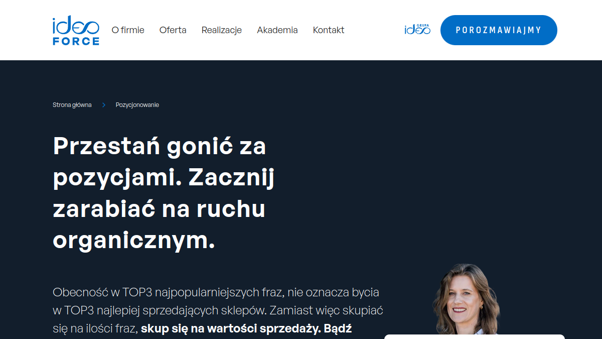 Ideo Force – zrzut oficjalnej strony internetowej