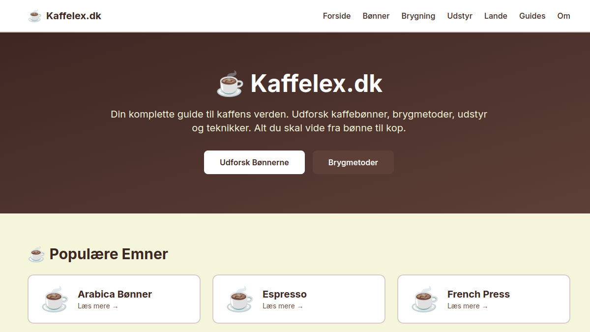 Screenshot af Kaffelex