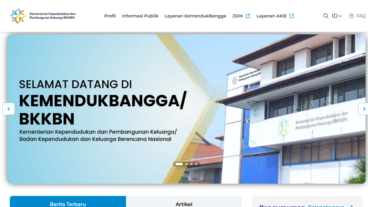 Screenshot website Kemendukbangga