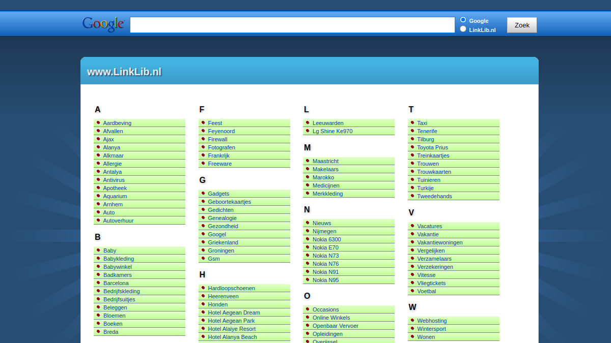 Screenshot van LinkLib.nl