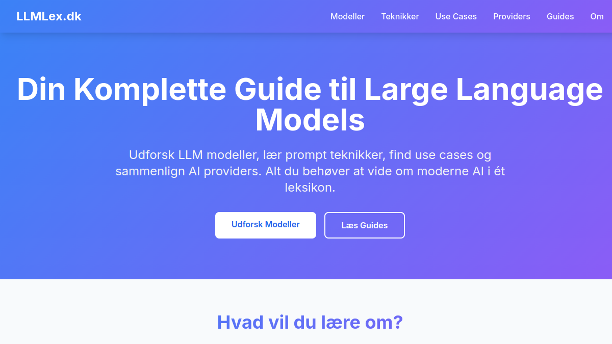 Screenshot af LLMLex