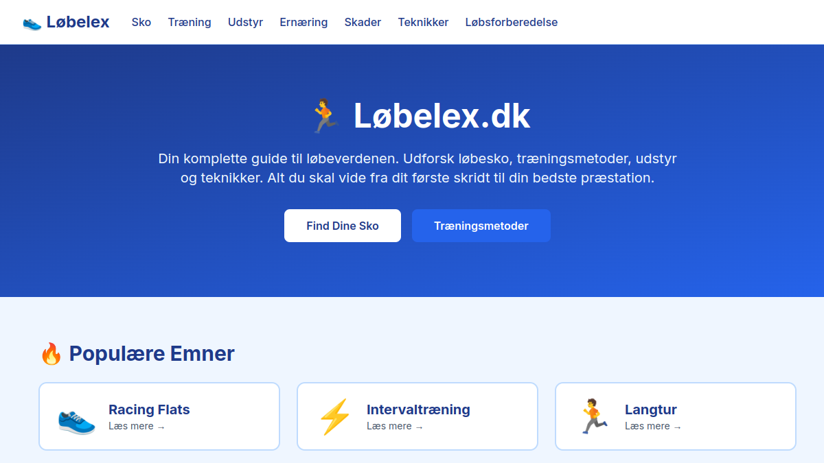 Screenshot af Løbelex
