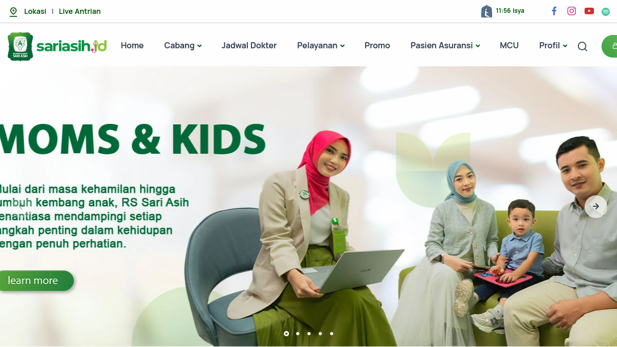 Screenshot website Sari Asih