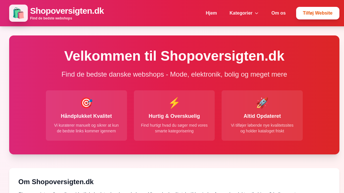 Screenshot af Shopoversigten.dk