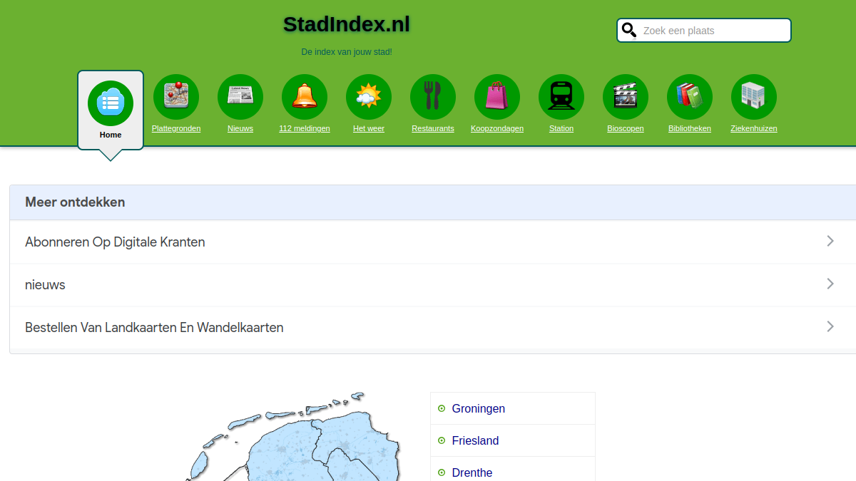 Screenshot van StadIndex.nl