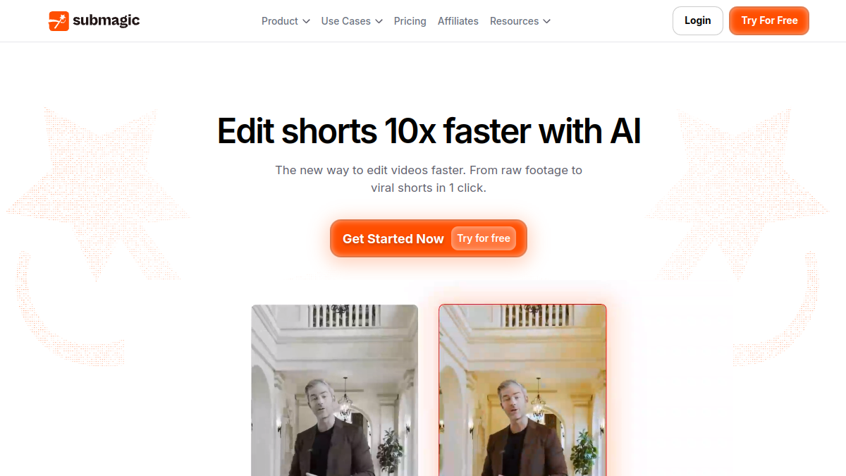 Home Page Submagic, tool AI of the subtitling and editing automatic for vertical videos