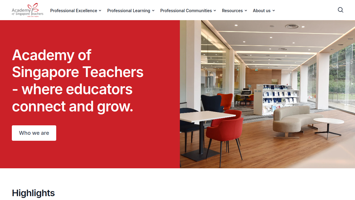 Current screenshot of academyofsingaporeteachers.moe.edu.sg